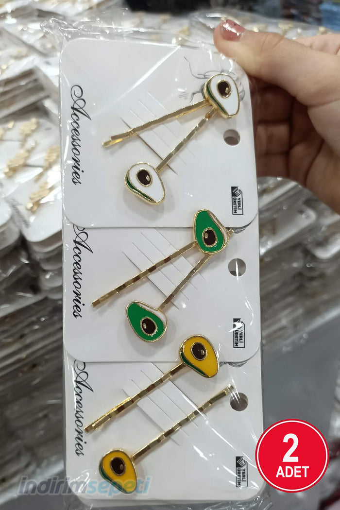Avokado Tel Toka 2 Adet 1 Kart Renkli Saç Aksesuar - Indirimsepeti