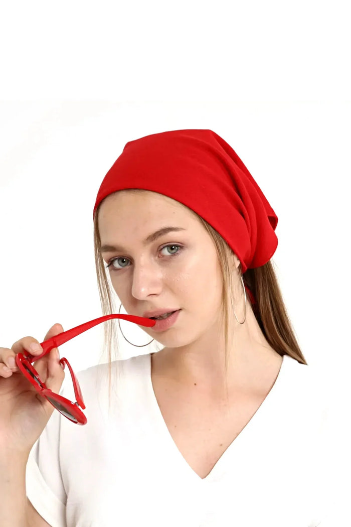 Kırmızı Pamuklu Bandana Desensiz Düz Kırmızı Saç Aksesuar Fular - Indirimsepeti