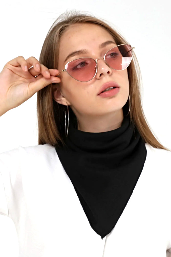 Siyah Pamuklu kumaştan Bandana Desensiz Düz Siyah Saç Aksesuar Fular - Indirimsepeti