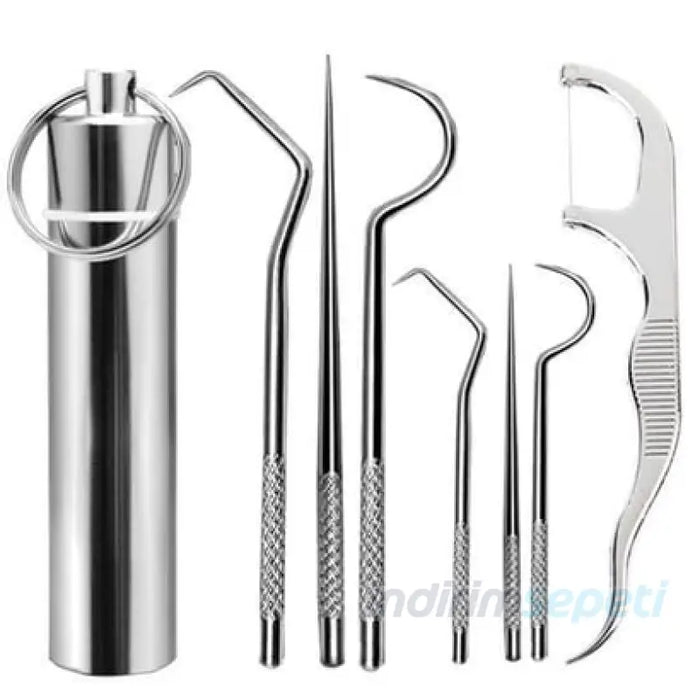 7 Parça Paslanmaz Çelik Ağız Diş Tartar Sökücü Temizlik Bakım Seti - Indirimsepeti