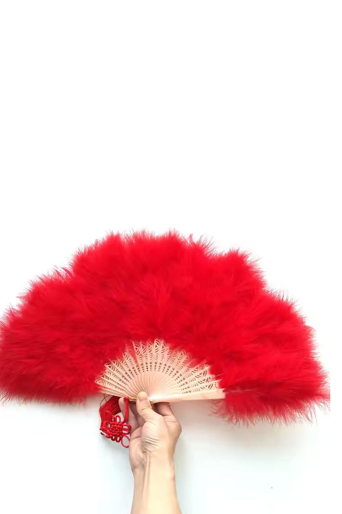 Kırmızı Tüylü Yelpaze Düğün Kına Gecesi Nişan Fotoğraf Çekimi Organizasyon Dekor Obje - Indirimsepeti