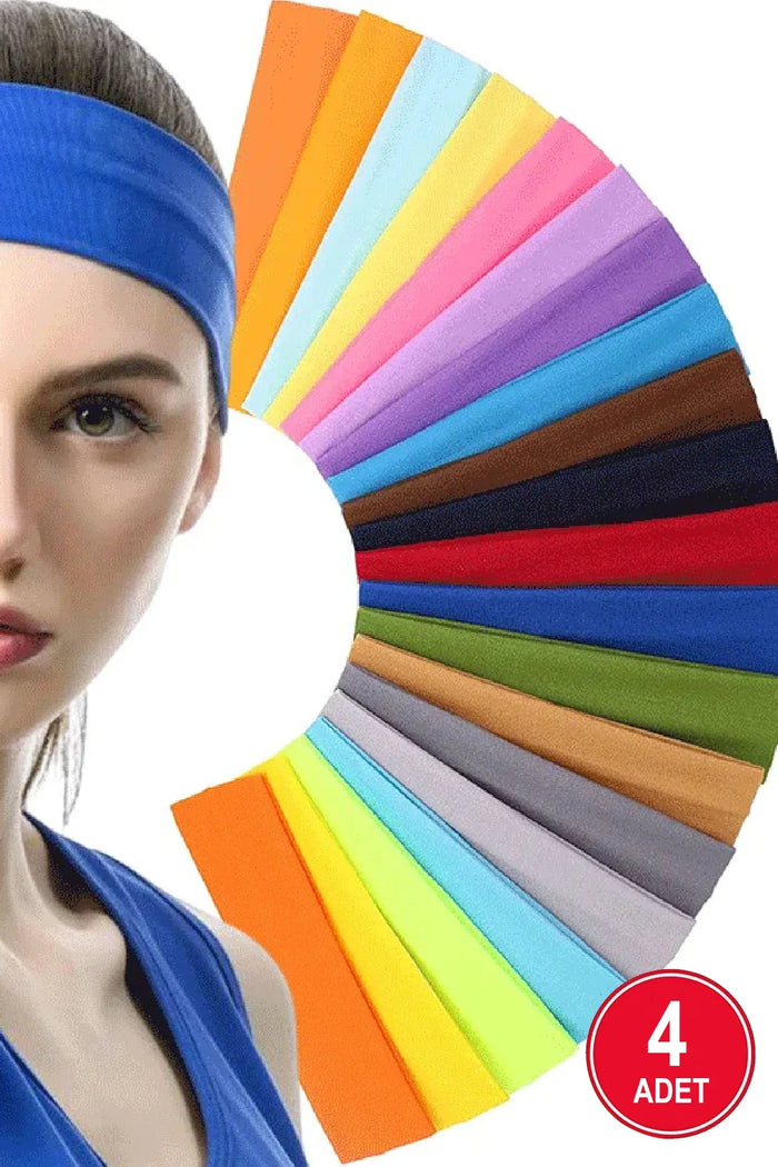 Monalisa Renkli Karışık Kadın 4'lü Saç Bant oşu Fitness Yoga Saç Bantları Elastik Makyaj Saç Aksesuar - Indirimsepeti