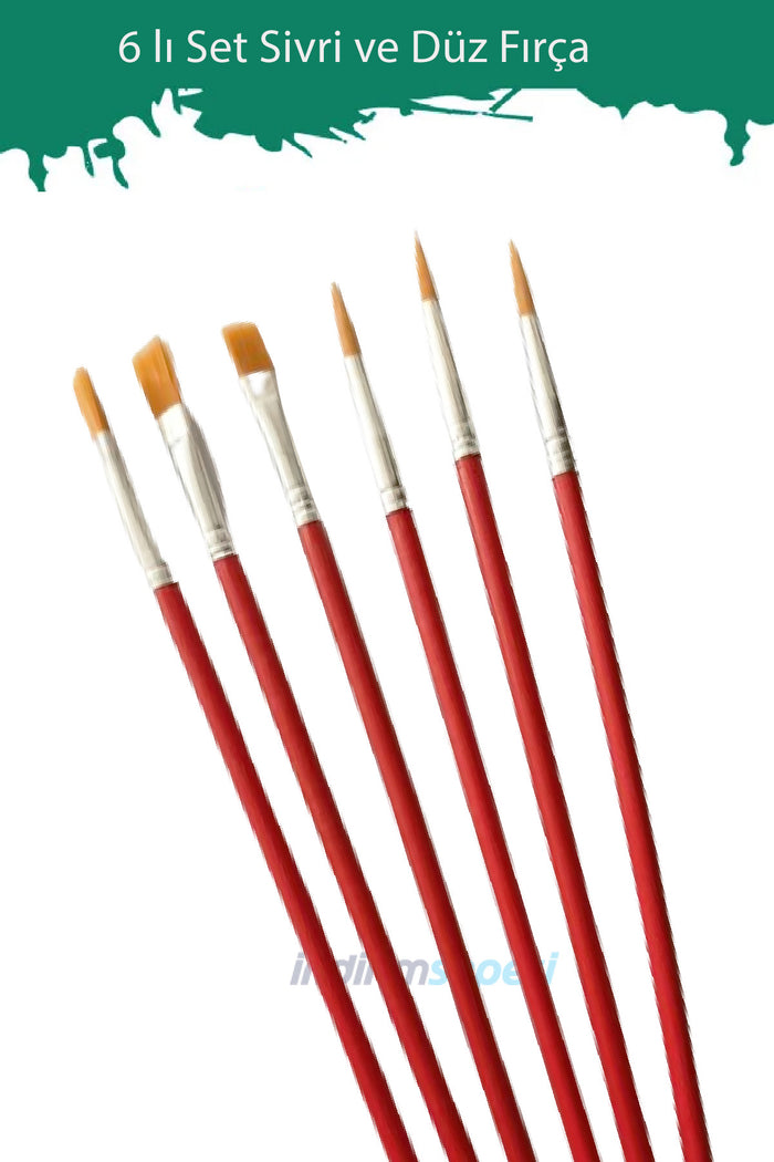Fırça Seti 3 Düz ve 3 Sivri Fırça Seti 6 'lı Kırmızı - Indirimsepeti