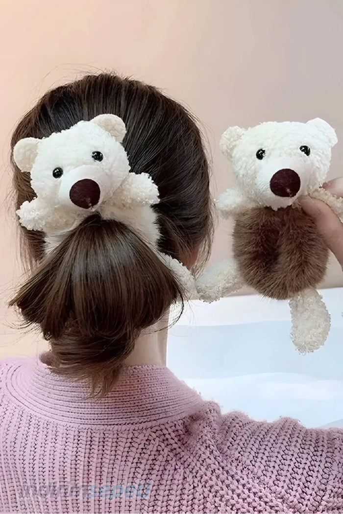Pelüş Ayıcıklı Kürklü Simit Toka Lastik Toka - Indirimsepeti