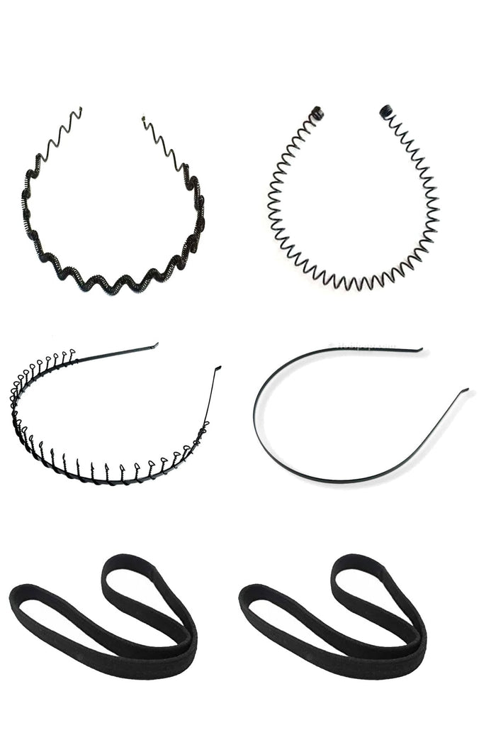 Sporcu Saç Bandı Zigzag Taç Yayı Taraklı Taç Saç Tel 6 lı Set Unisex - Indirimsepeti