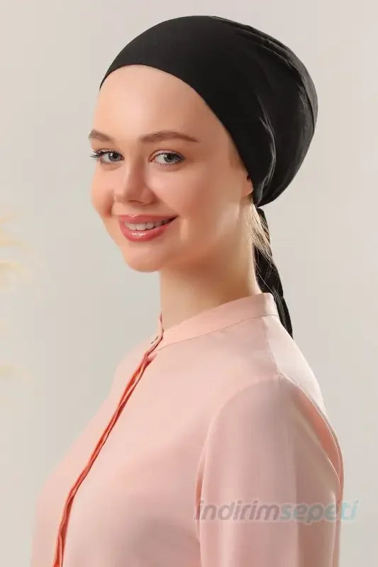 Bone Dikişsiz Penye Bone Saç Aksesuar siyah - Indirimsepeti