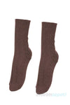 Kadın Örgülü Soket Dikişsiz Yünlü Çorap Kışlık Uyku Gündelik Çorabı 36 - 40 - Kahverengi