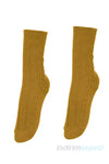 Kadın Örgülü Soket Dikişsiz Yünlü Çorap Kışlık Uyku Gündelik Çorabı Soft Touch 36 - 40 - Hardal