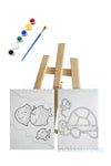 Minik Sanatçı Seti Şövale 2’li Baskılı Tuval Ve 6 Akrilik Boya Fırça 5 Li Set