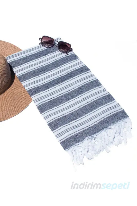 Peştemal Plaj Havlusu Banyo Havlusu 170x90 Çizgli Lacivert - Indirimsepeti