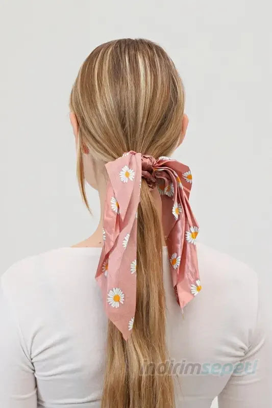 Simit Toka Papatya Lastikli Saten Fular Saç Aksesuar Gül Kurusu - Indirimsepeti