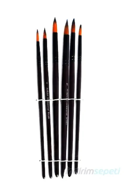 Sivri Uçlu Çocuk Suluboya Fırça Seti Ahşap Saplı Yağlıboya 6 Adet Numaralı Fırça Seti - Indirimsepeti