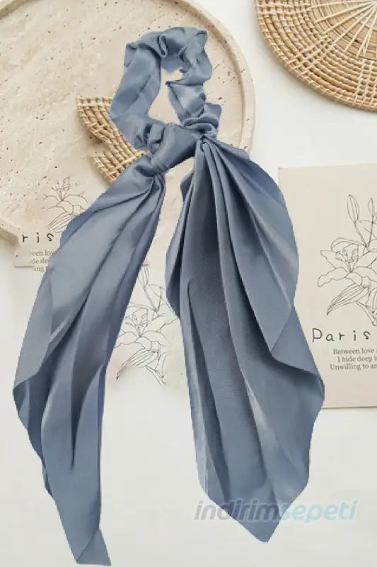 Toka Simit Lastikli Kuyruklu Saten Fular Lastik Toka Saç Aksesuar Füme - Indirimsepeti