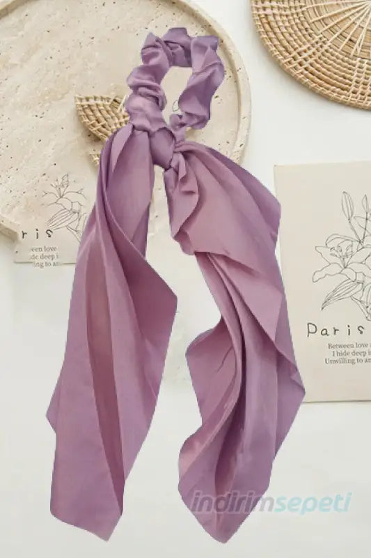 Toka Simit Lastikli Kuyruklu Saten Fular Lastik Toka Saç Aksesuar Gül Kurusu - Indirimsepeti