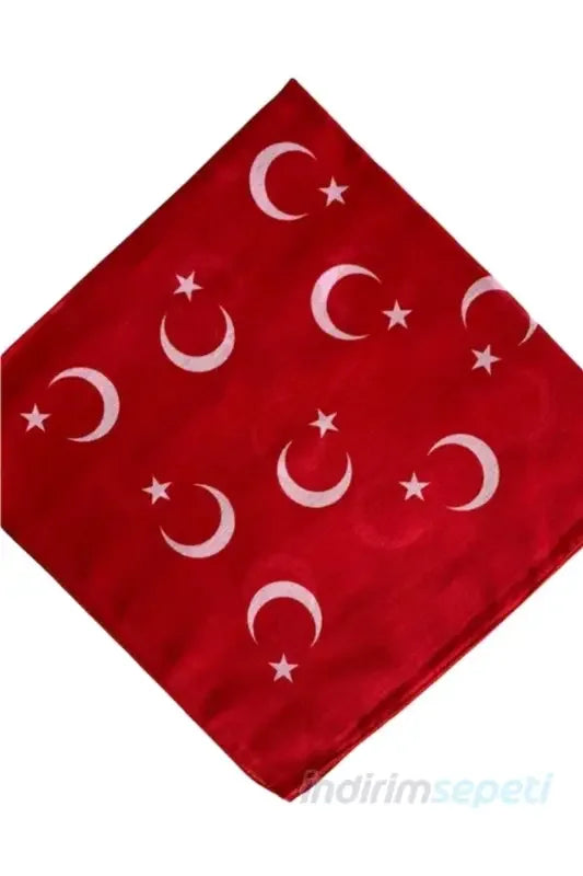 Türk Bayrağı Ay Yıldız Desenli Kırmızı Bandana Fular Pamuklu - Indirimsepeti