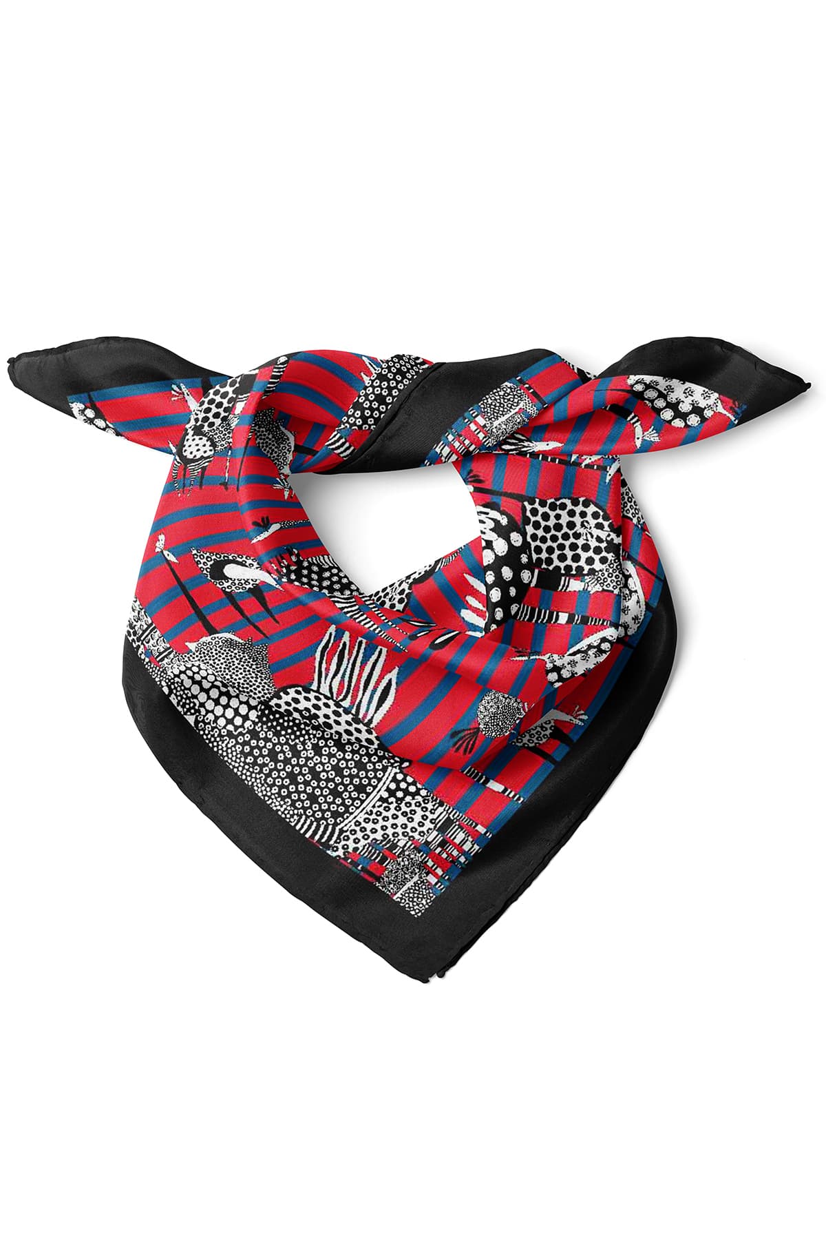 Zürafa ve Deve Kuşu Desenli Fular Bandana 50x50 cm – Yumuşak Dokulu Kare Fular - Görsel 2