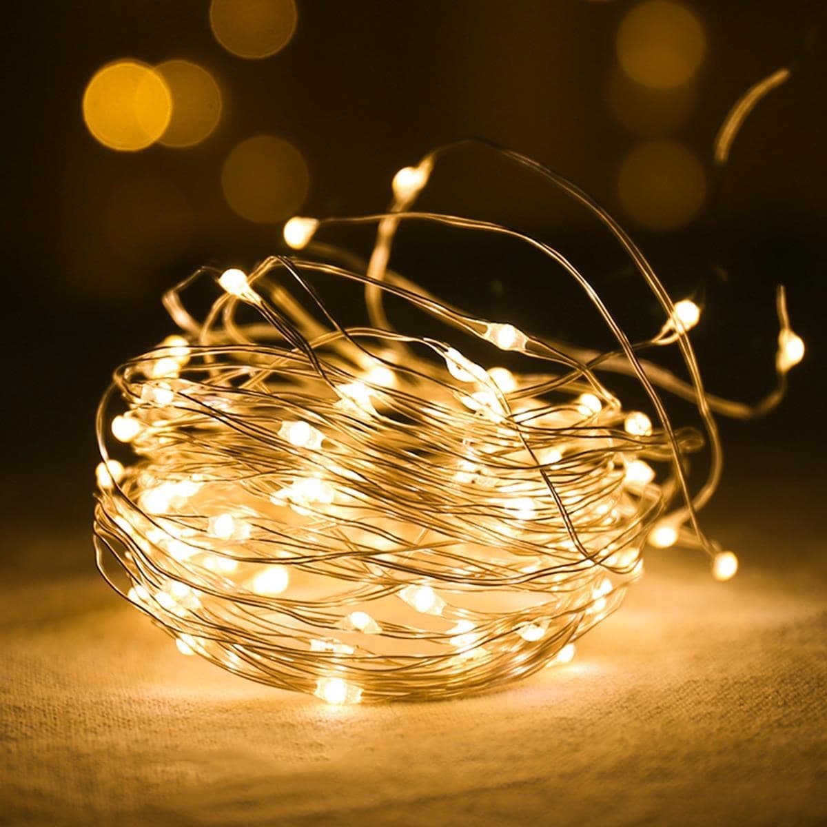TrdStore® Peri Led Işık 10 Metre (Sarı) Pilli Aydınlatma Şerit Led Saçak Spot Süsleme - Görsel 2