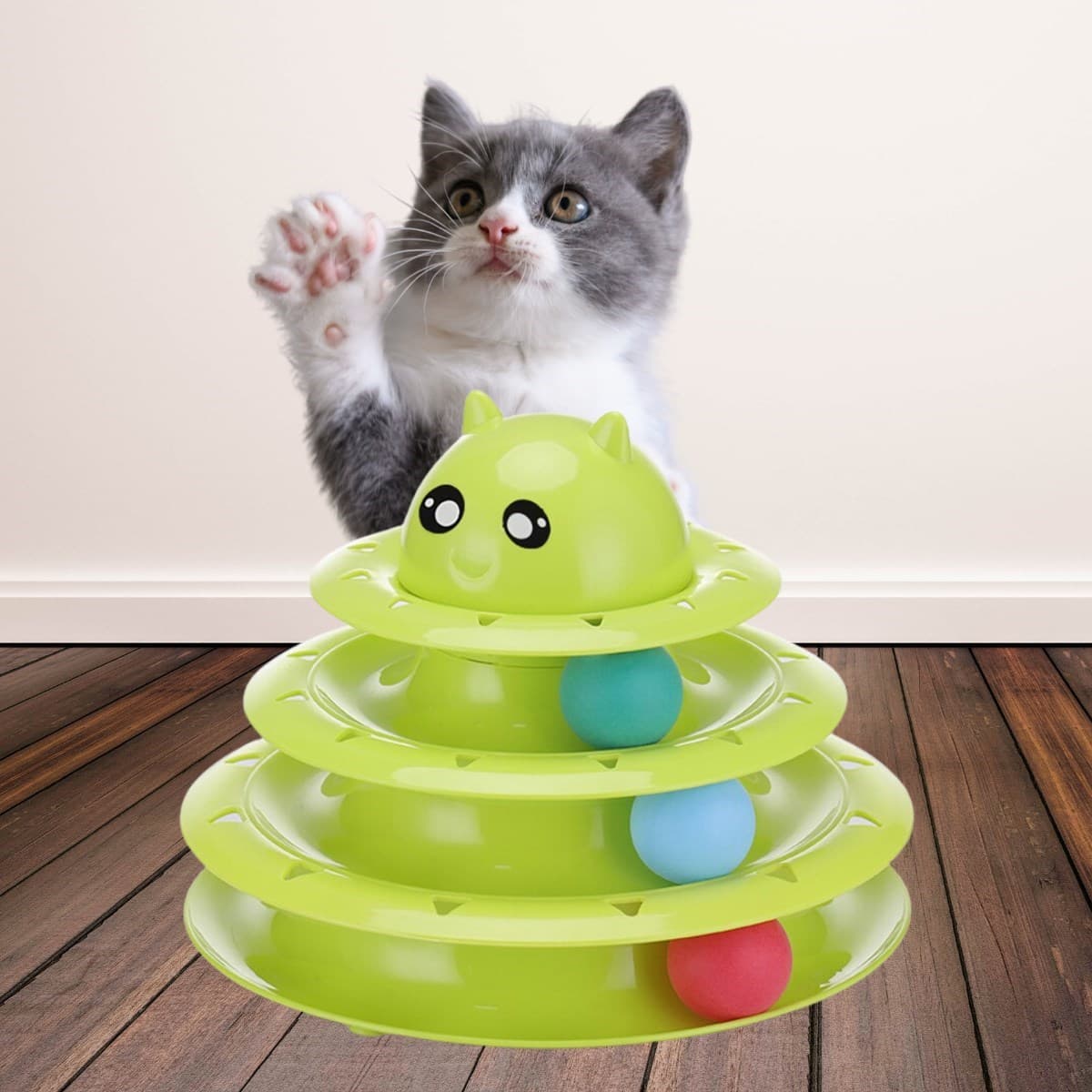 TrdStore® Tower Of Tracks Eğlenceli Üç Katlı Kedi Oyuncağı Seti Kedi Oyunu - Görsel 2