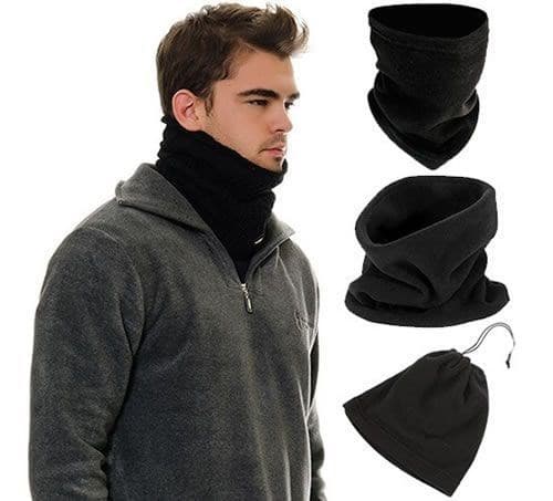 TrdStore® Çok Fonksiyonlu Siyah Unisex Terletmez Kumaş İpli Polar Bere Boyunluk