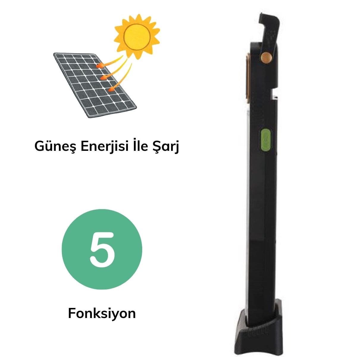 5 Fonksiyonlu Güneş Enerjisi İle Şarj Olabilen 48 Ledli Işıldak,Aydınlatma - Görsel 2