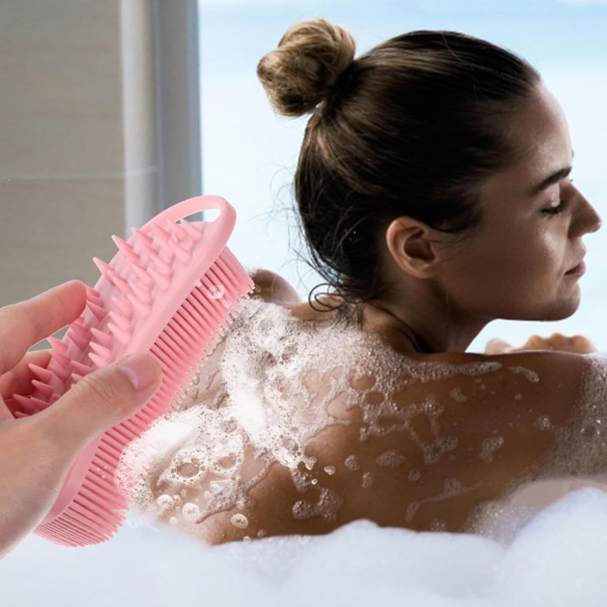 Kendiliğinden Askılı Peeling ve Masaj Etkili Silikon Banyo Vücut Fırçası - Görsel 2