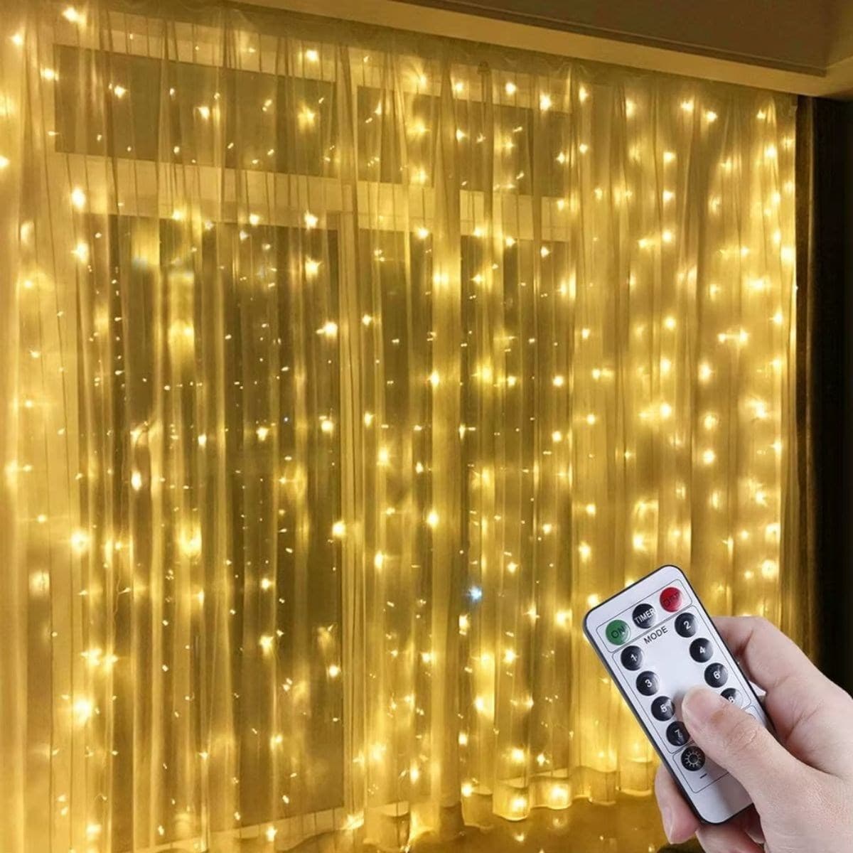 Uzaktan Kumandalı LED Perdeye Takılabilen Kancalı Işık Usb 3x3 Metre Peri Perde LED - Görsel 2