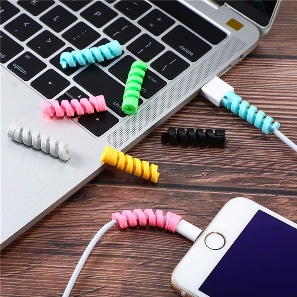 TrdStore® 4lü Apple, Android Şaj Kablosu Koruyucu Silikon Spiral Yay Aparat