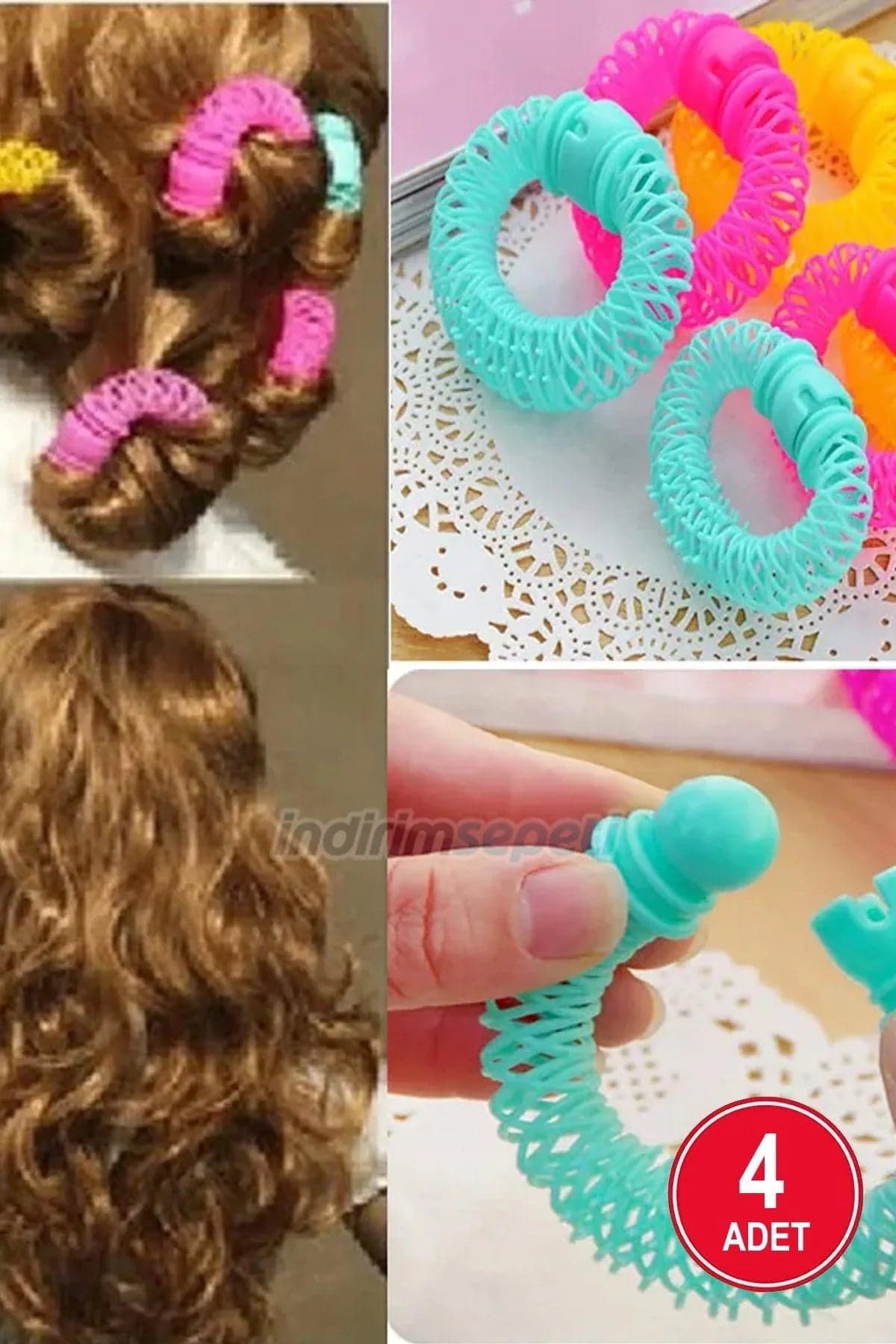 Sihirli Saç Bigudi Spiral Bukleler Rulo Donuts Curl Saç Şekillendirici Aracı Saç 4 Adet - Detay