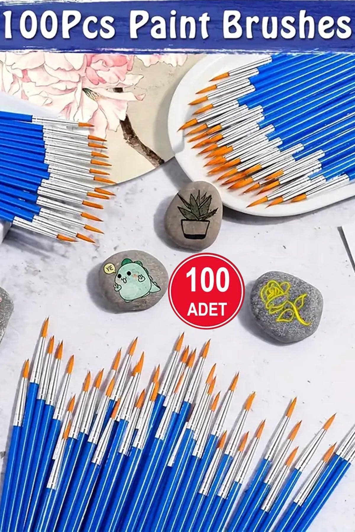 Sulu Boya Akrilik Boya Fırçası Sivri Uçlu Suluboya Fırça 100 Adet