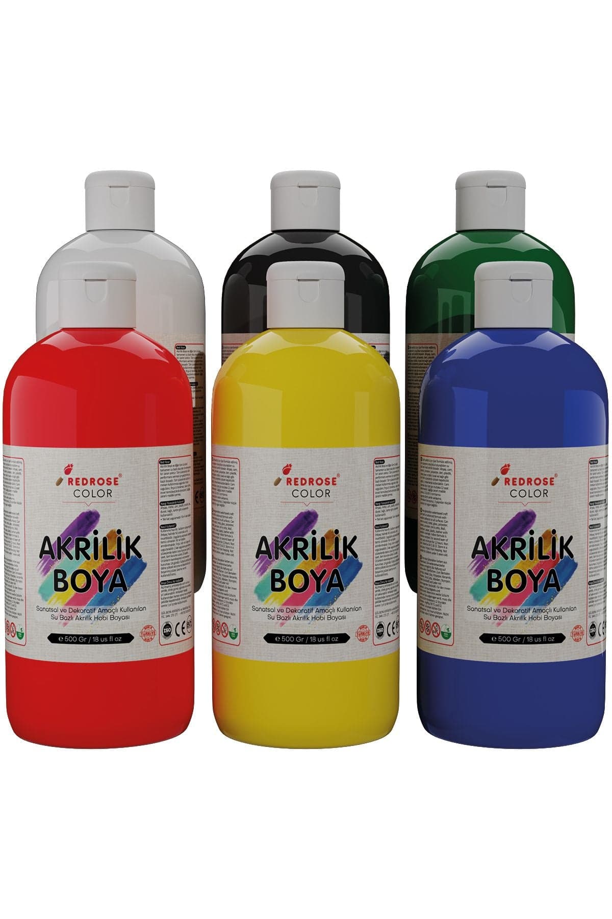 Akrilik Boya Seti 6'lı 6 x 500 gr Canlı Renkler