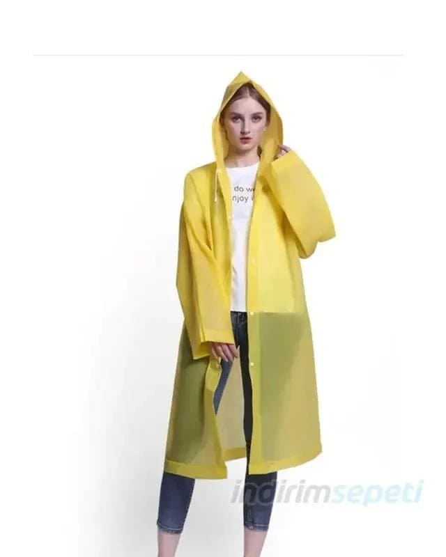 Unisex Kapüşonlu Çıtçıtlı Eva Yağmurluk Ve Rüzgarlık Sarı - Detay