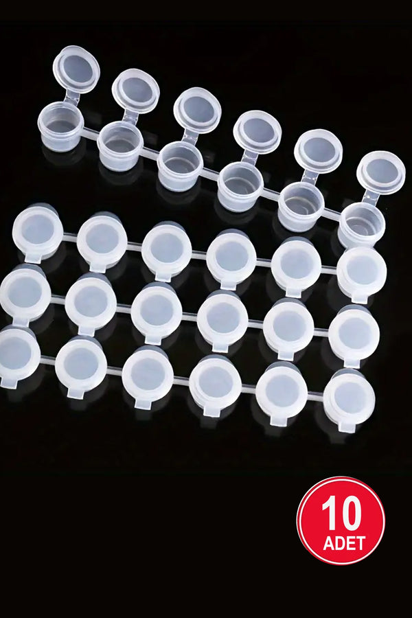 Boş Boya Kutusu 10’lu Set – 3ml Şeffaf Kapaklı Küçük Boy Saklama Kabı | Yaz Sanat Etkinlikleri İçin İdeal