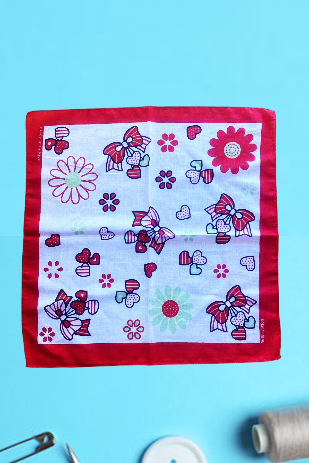 Çiçek Tatlı Desenli Pamuklu Kare  Eşarp Nefes Alabilir Boyun Eşarp Günlük Güneş Koruyucu 4 Adet - Indirimsepeti