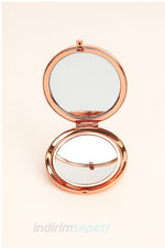 Makyaj Aynası Yuvarlak Çift Taraflı Cep Tipi Çanta İçi Taşınabilir Rose Ayna Hediyelik Promosyon Katlanabilir