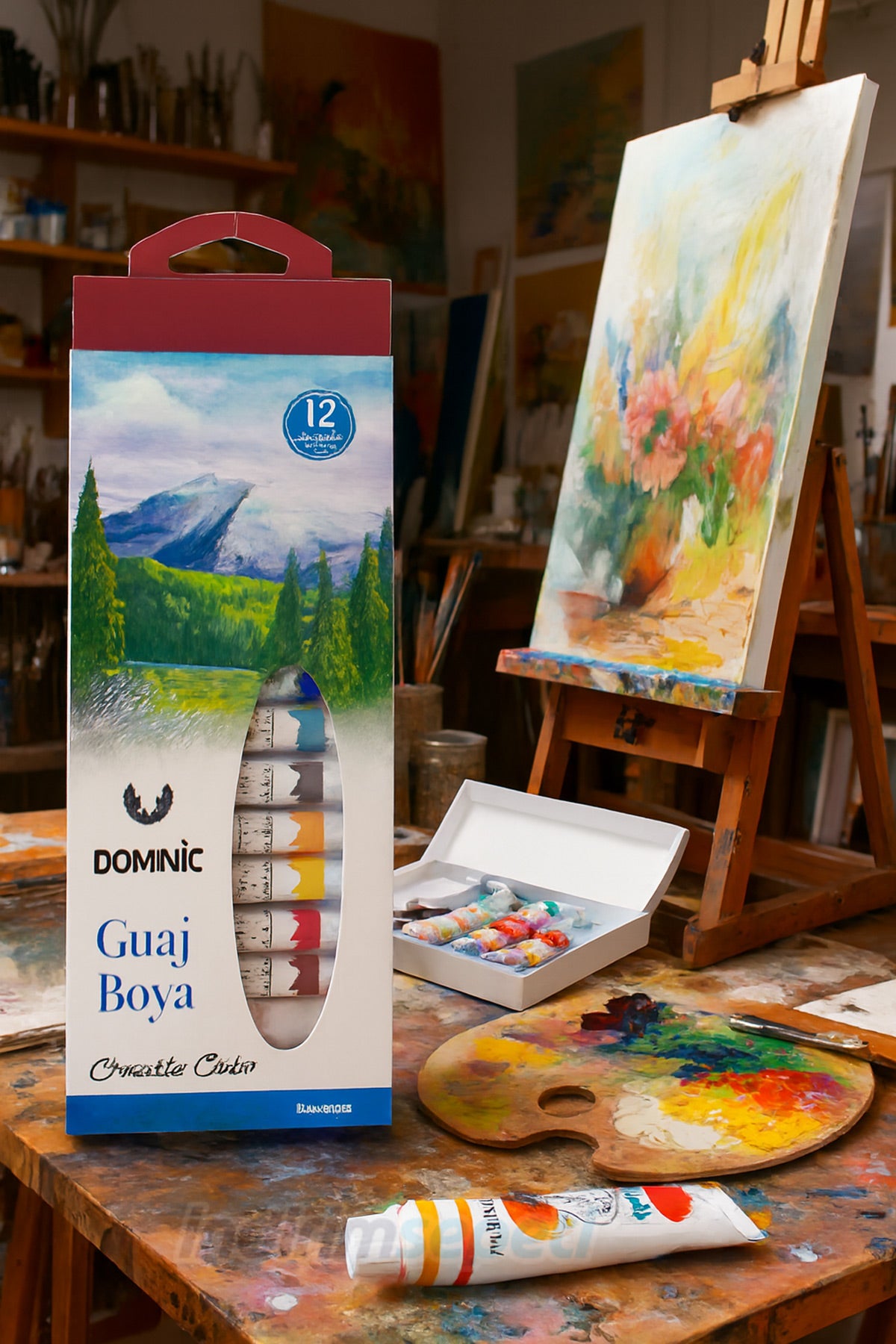 3’lü Sanat Seti – Guaj Boya 12x9ml, Akrilik Boya 12x5ml ve Profesyonel Guaj Boya Seti – 36 Renk Hobi & Sanat Boyama Seti