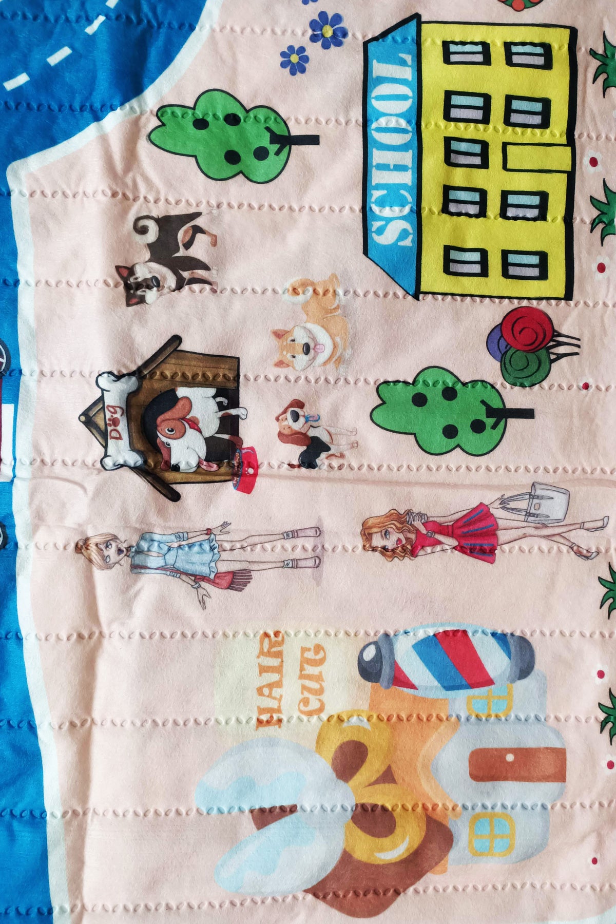 Araba Yollu  Ev Okul Petshop Eğitici Oyun Eğlence Halısı Eva Kumaş Kaymaz Taban Çocuk Odası Halısı 115x135 cm - Indirimsepeti