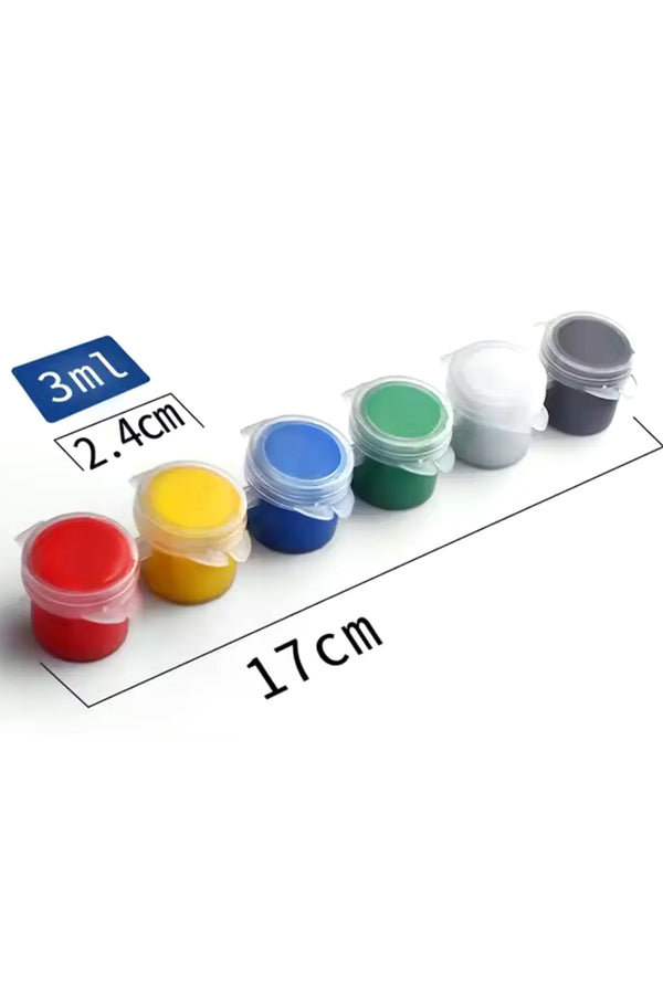 3ml Akrilik Boya 6 Renkli Mini Boy Tüp Dolu | Okul ve Yaz Kampı Boyama Seti