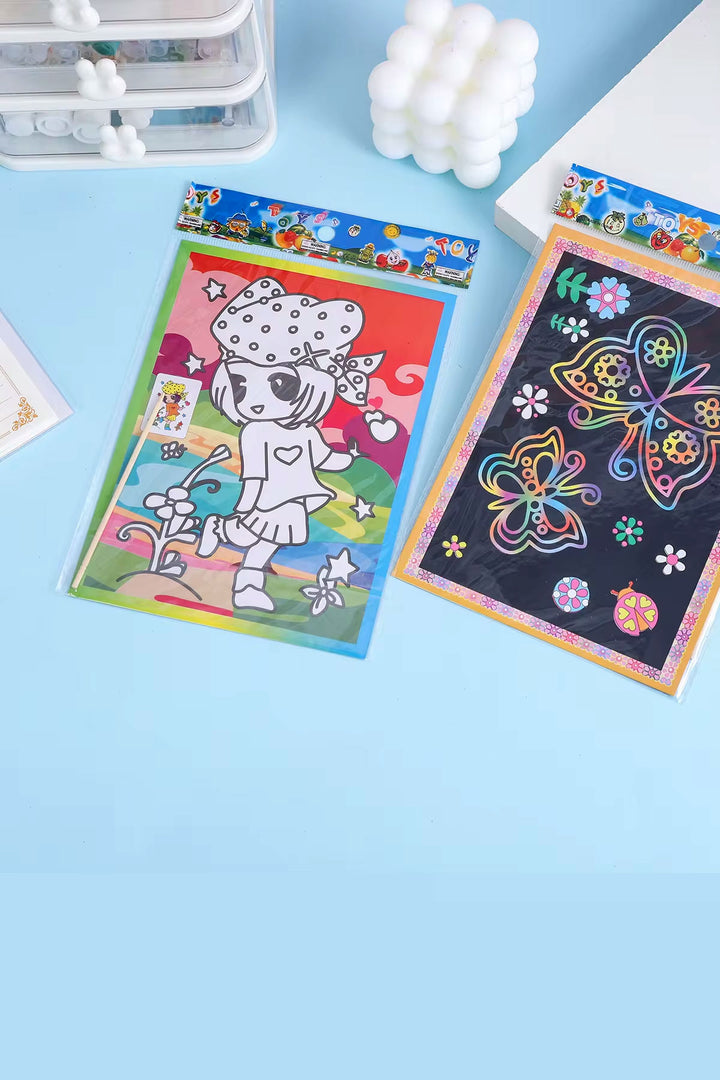 Boyama ve Kazıma Kağıdı Siyah Çizim Kağıdı 20x26 cm A4 1 Adet - Indirimsepeti