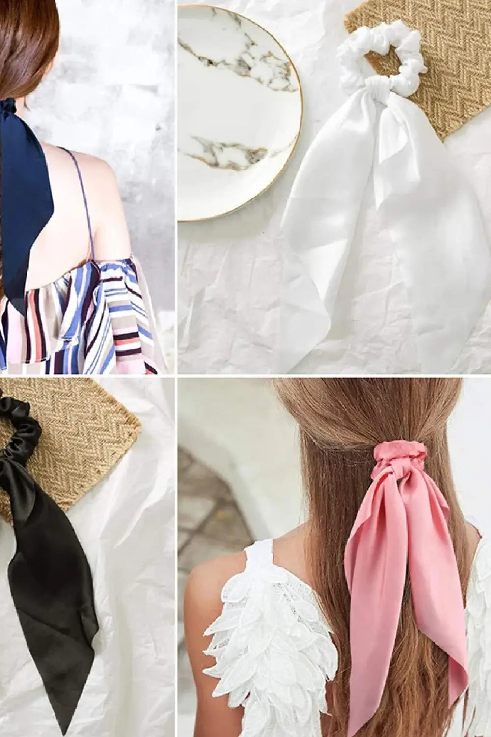 Toka Simit Lastikli Kuyruklu Saten Fular Lastik Toka Saç Aksesuar Turuncu