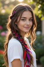 Tüylü Saç Zinciri Rasta Saç İpi Renkli Tüylü Saç Zinciri – Bohem Stil Uzun Saç Aksesuarı 1 Adet Karışık Renk