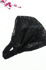 Dantelli Saç Bandı Bandanası Bahar ve Yaz Boho Stili, Lastikli Esnek Plaj ve Seyahat Siyah - indirimsepeti