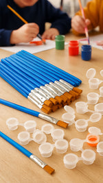 Boyama Başlangıç Seti 100’lü 3ml Boya Kutusu + 100’lü Fırça Okul Atölye Eğitim Seti