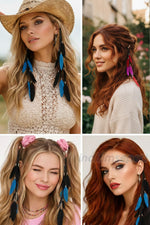 Tüylü Saç Zinciri Rasta Saç İpi Renkli Tüylü Saç Zinciri – Bohem Stil Uzun Saç Aksesuarı 1 Adet Karışık Renk