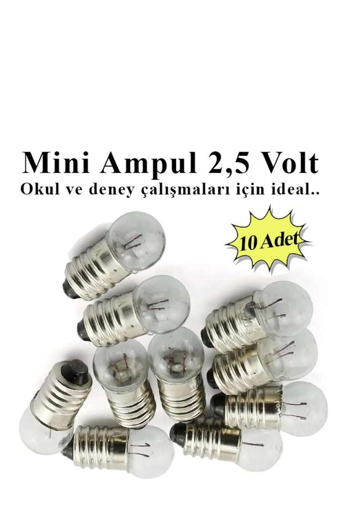 Mini Ampul 2,5 Volt 10 Adet 1 Paket Küçük Elektrik Deney Ampulü 2.5 v Okul Sınıf Elektrik Devre Dene - Indirimsepeti