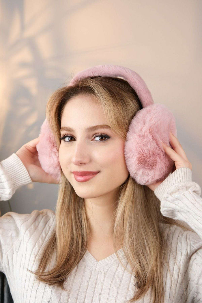 Trend Peluş Kulaklık Katlanır Model Soğuk Koruyucu Peluş Kalın Kışlık Soft Kulaklık Gül Kurusu - Indirimsepeti