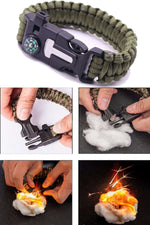 Survival Pusulalı Hayatta Kalma Bilekliği Kamp Bileklik Düdük Çok Amaçlı Outdoor Aksesuar Kit Askeri - indirimsepeti