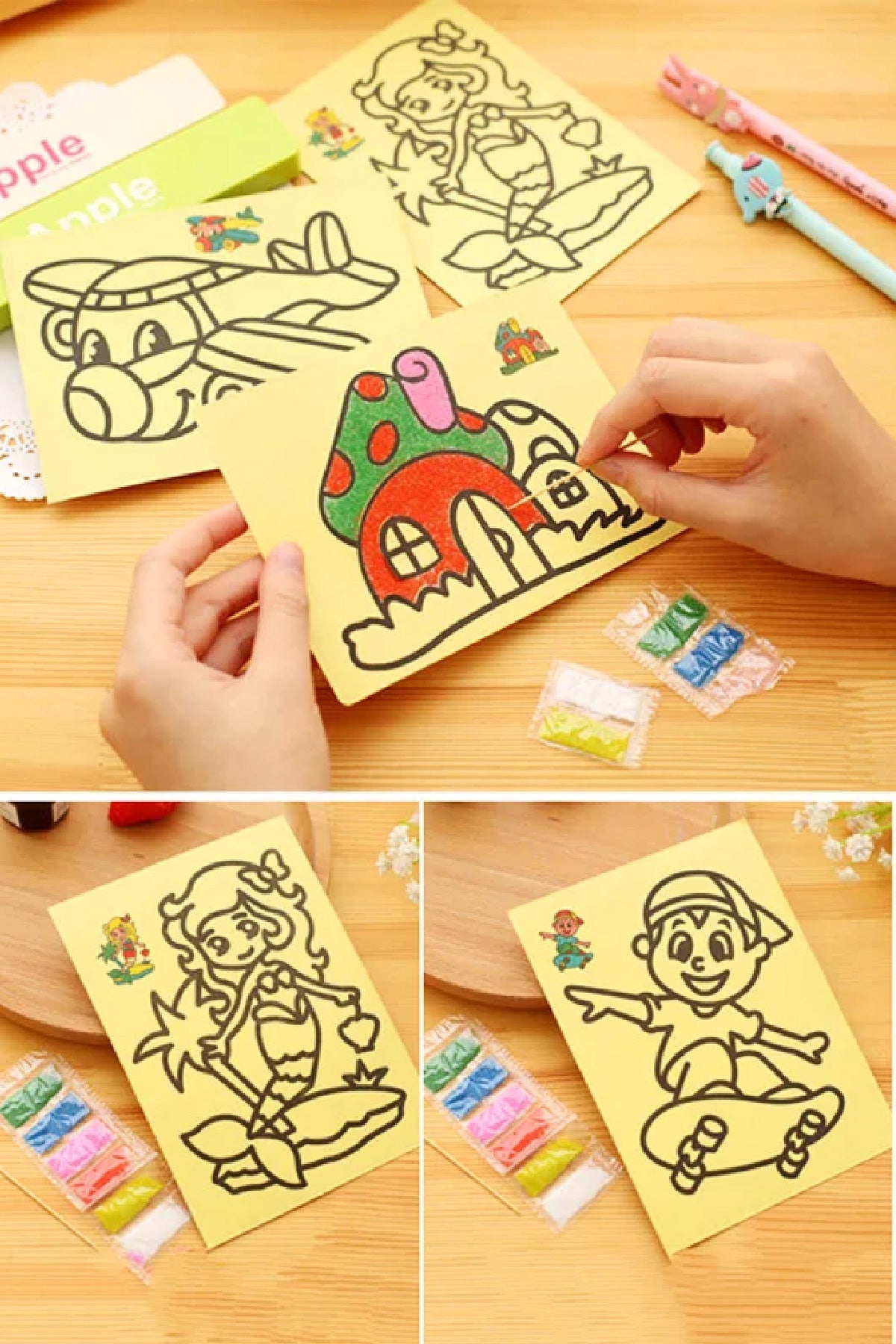 Kum Boyama A4 Kum Boyama Seti, Büyük Boy Kum Boyama Seti 1 Adet - Indirimsepeti