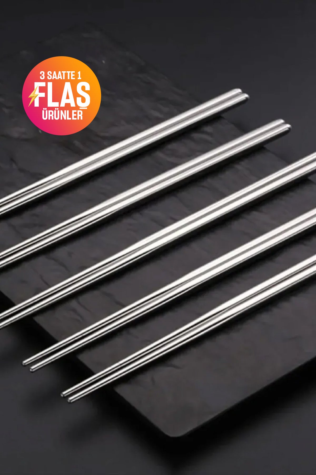 5 Çift Metal Chopstick Paslanmaz Çelik Çin Çubuğu Yemek Çubukları 10 Adet - Indirimsepeti