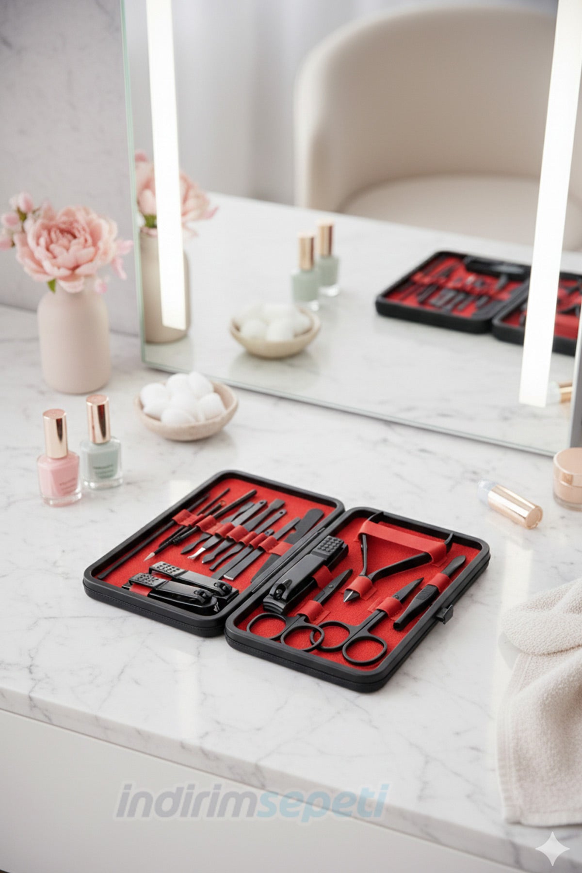 Manikür Pedikür Seti Tırnak Manikür Pensi Set 17 Pcs Tırnak Eti Manikür Makası Siyah Nokta Temizleme