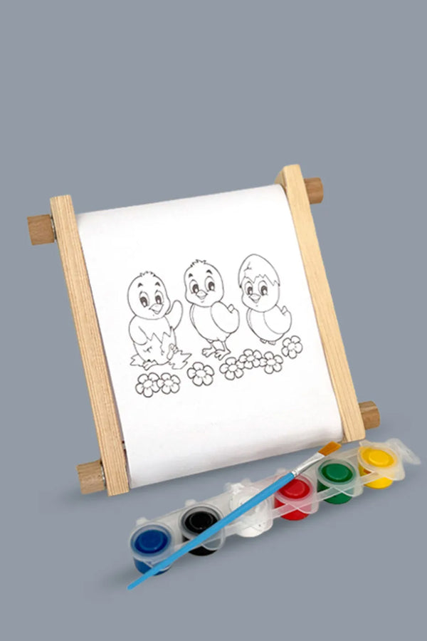 Çevirmeli Tuval Çocuk Ressam Önçizimli 20x15 cm Boyama Seti Tuvali, Devam Tuvali 10 Farklı Resim
